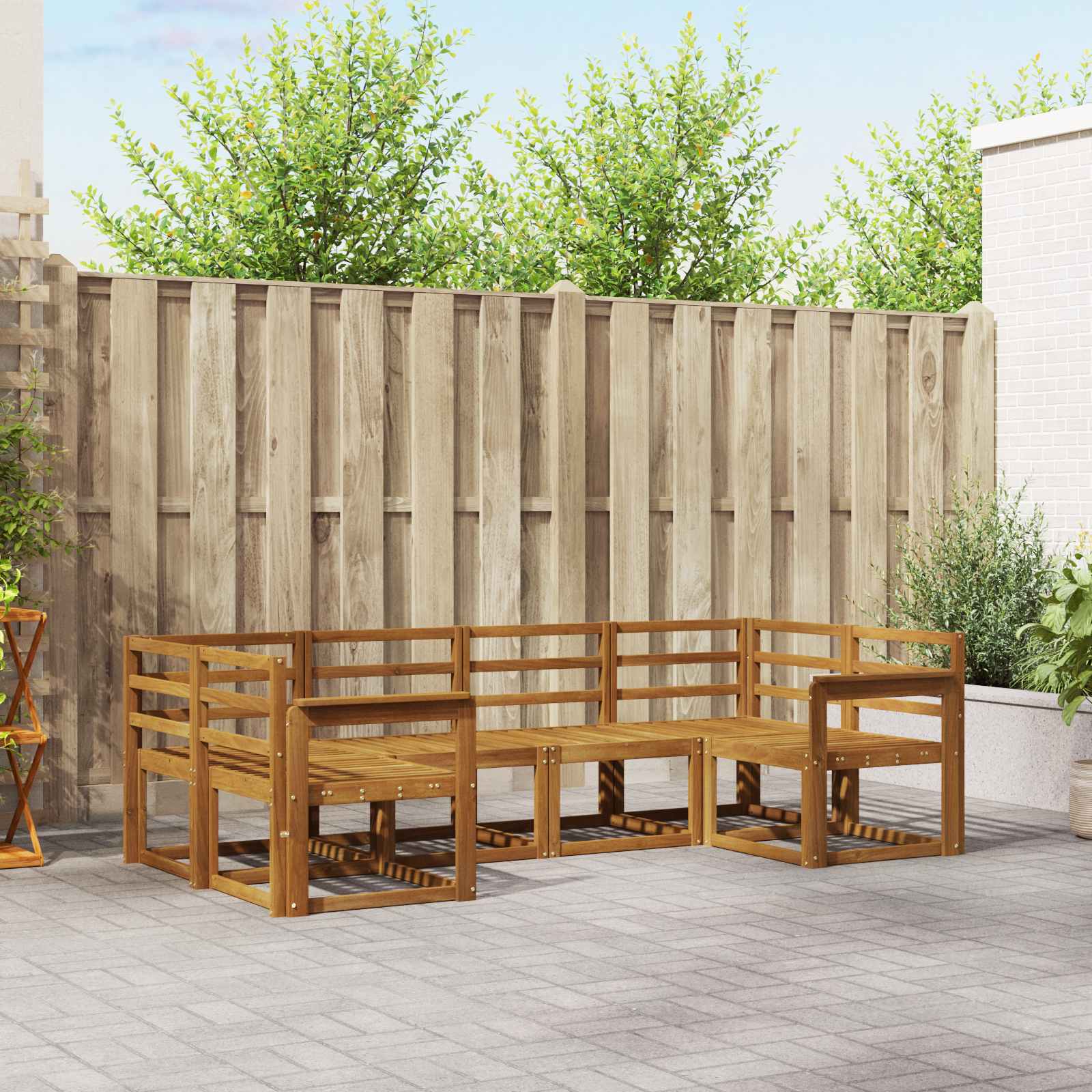 vidaXL Bankstel met kussen 6 pcs Natuurlijk en Crème