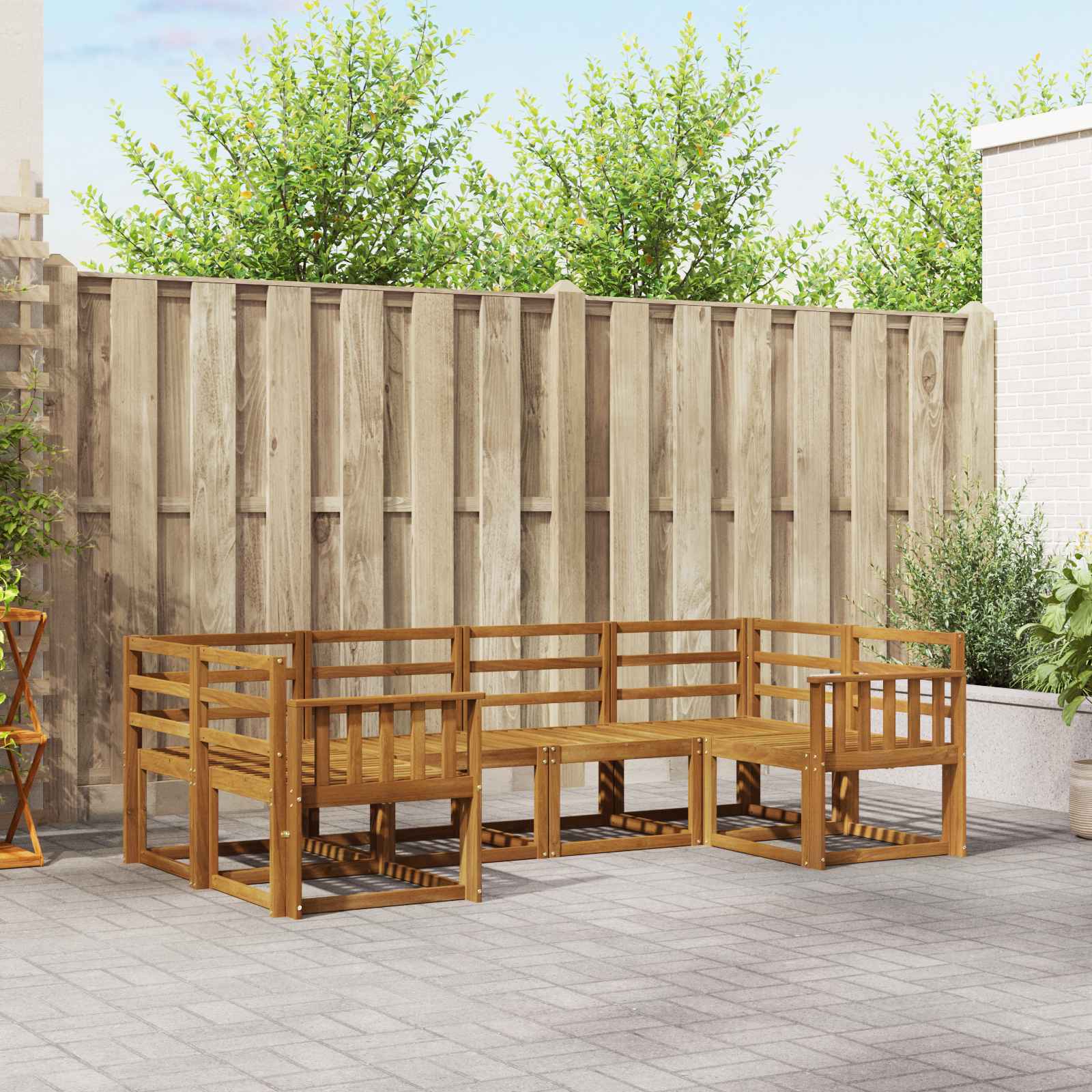 vidaXL Bankstel met kussen 6 pcs Natuurlijk en Crème