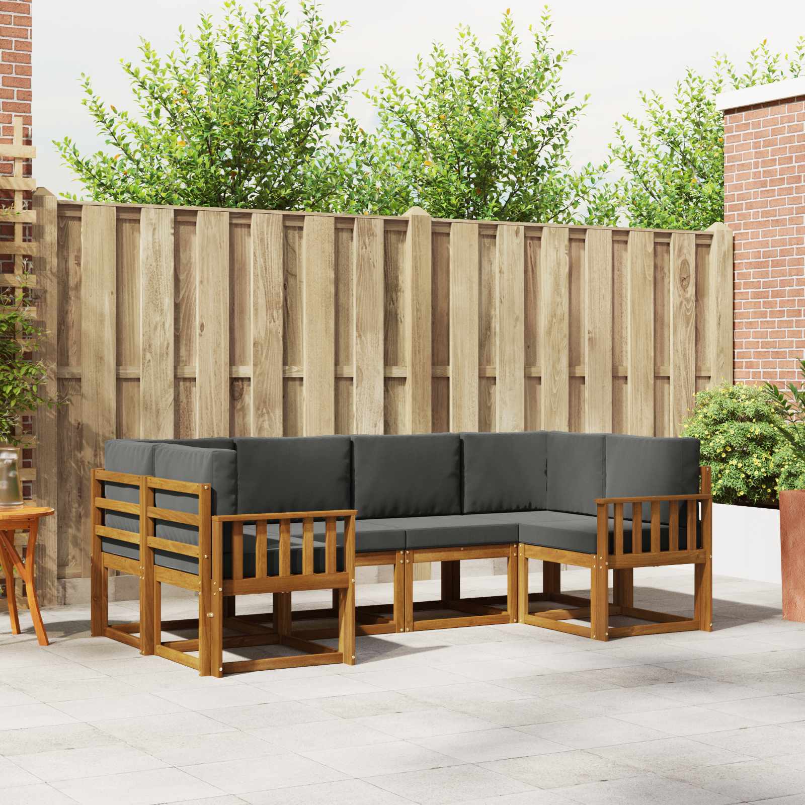 vidaXL Bankstel met kussen 6 pcs Natuurlijk en Crème
