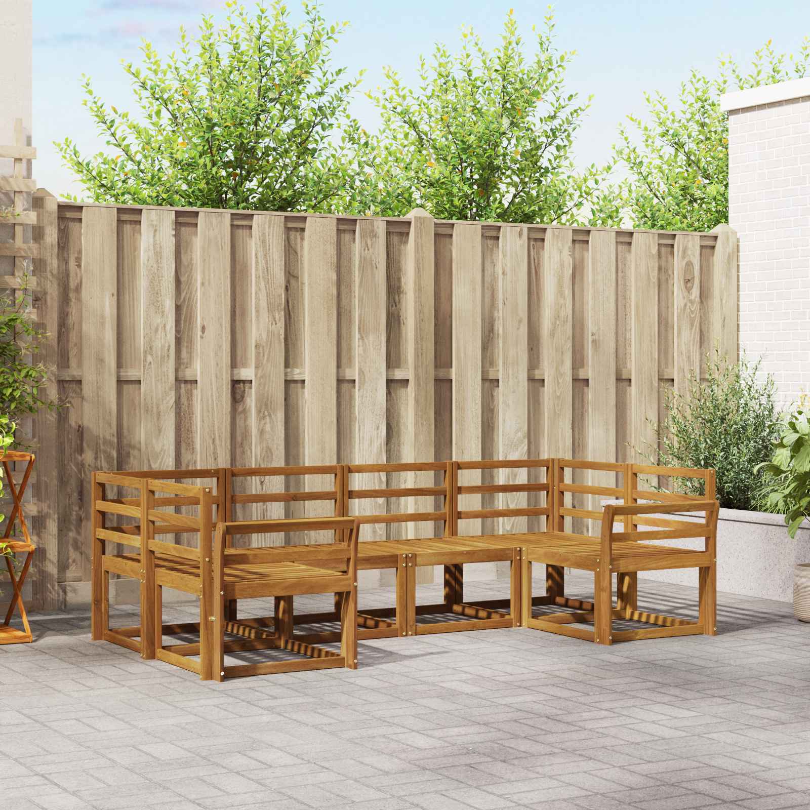 vidaXL Bankstel met kussen 6 pcs Natuurlijk en Crème