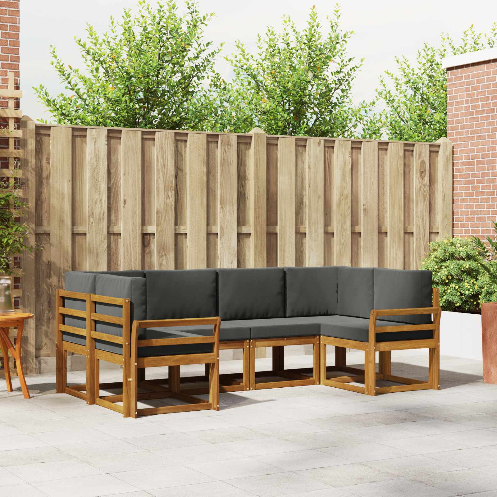 vidaXL Bankstel met kussen 6 pcs Natuurlijk en Crème