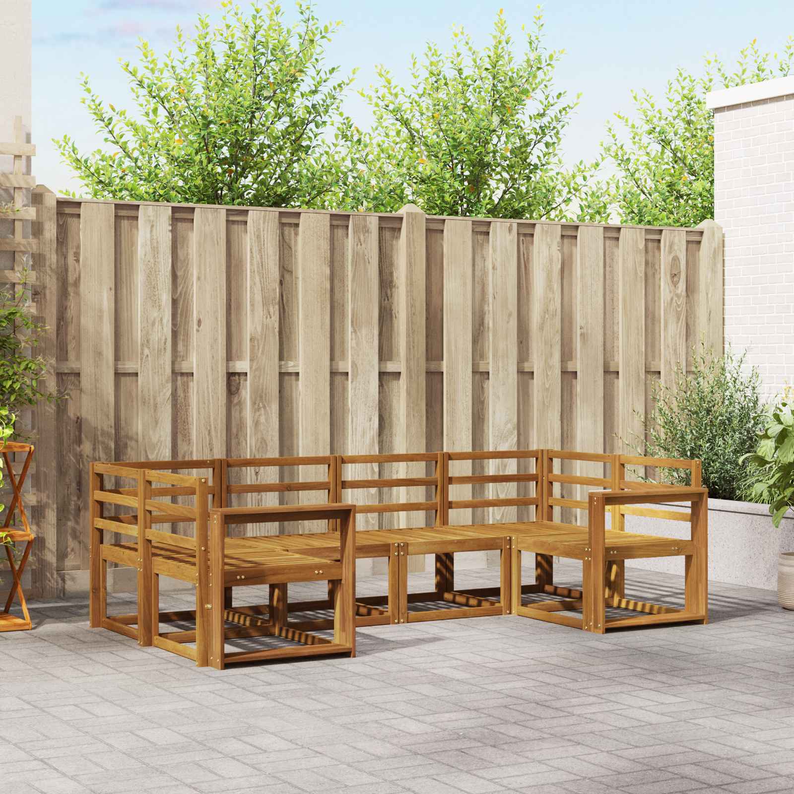 vidaXL Bankstel met kussen 6 pcs Natuurlijk en Crème