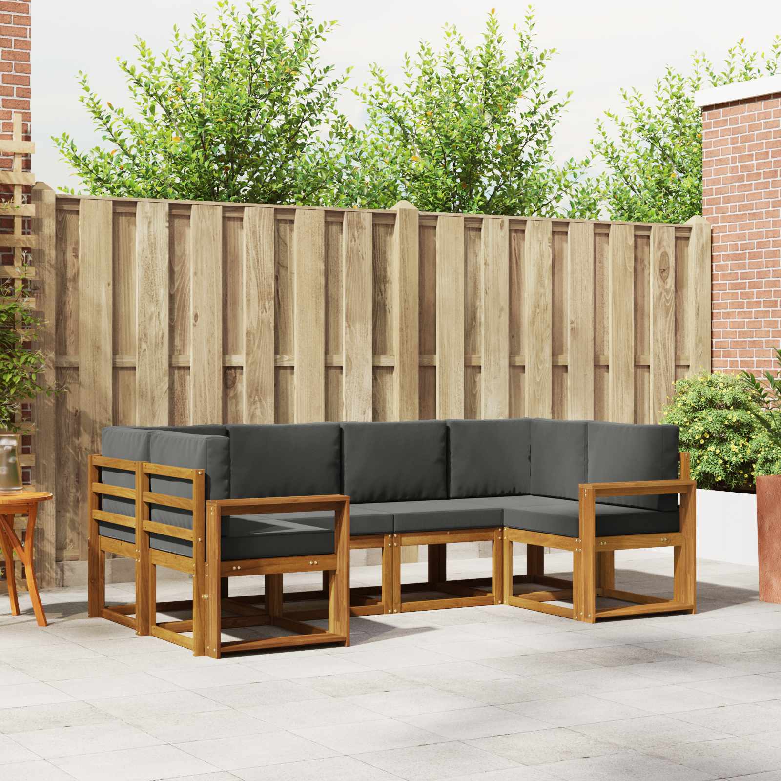 vidaXL Bankstel met kussen 6 pcs Natuurlijk en Crème