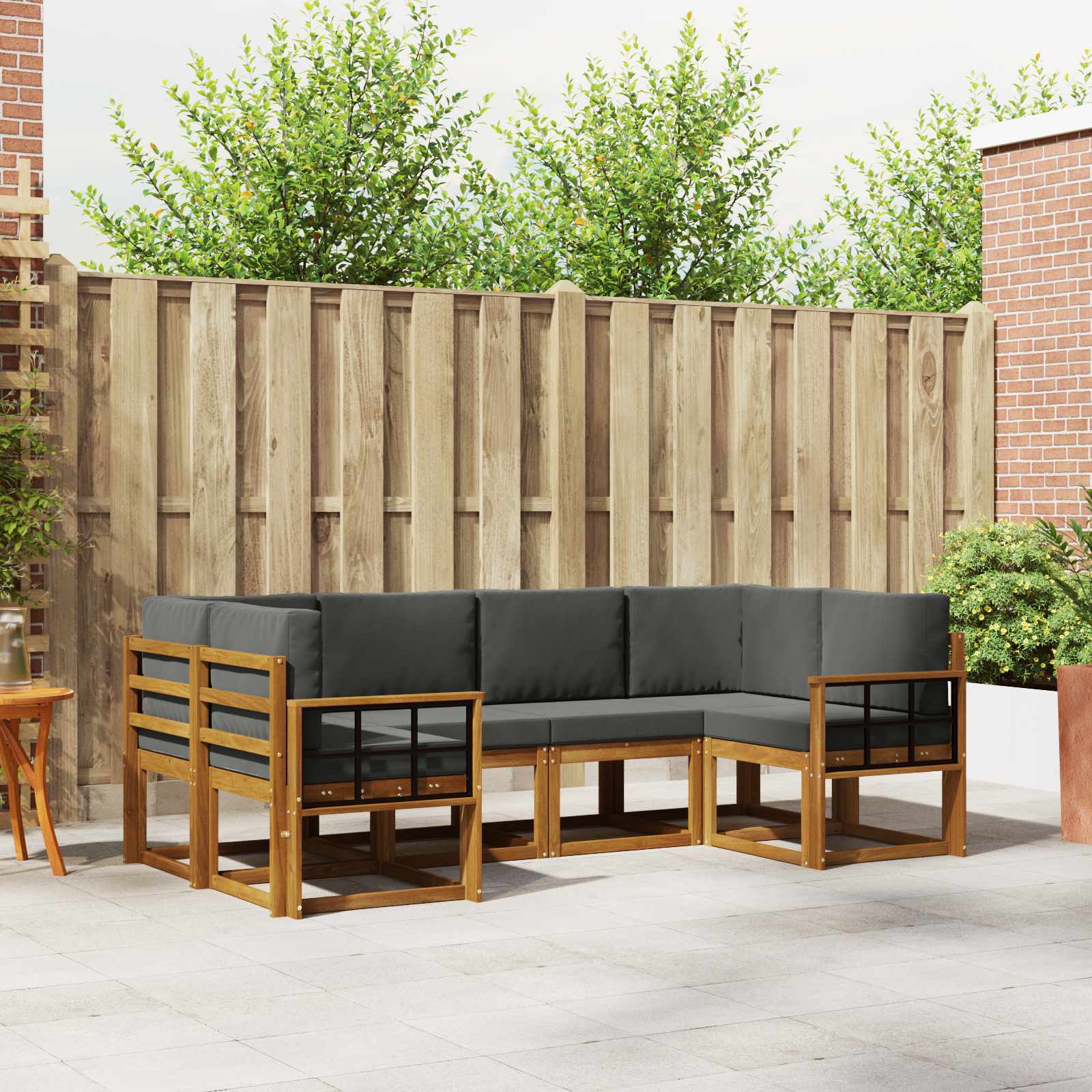 vidaXL Bankstel met kussen 6 pcs Natuurlijk en Crème