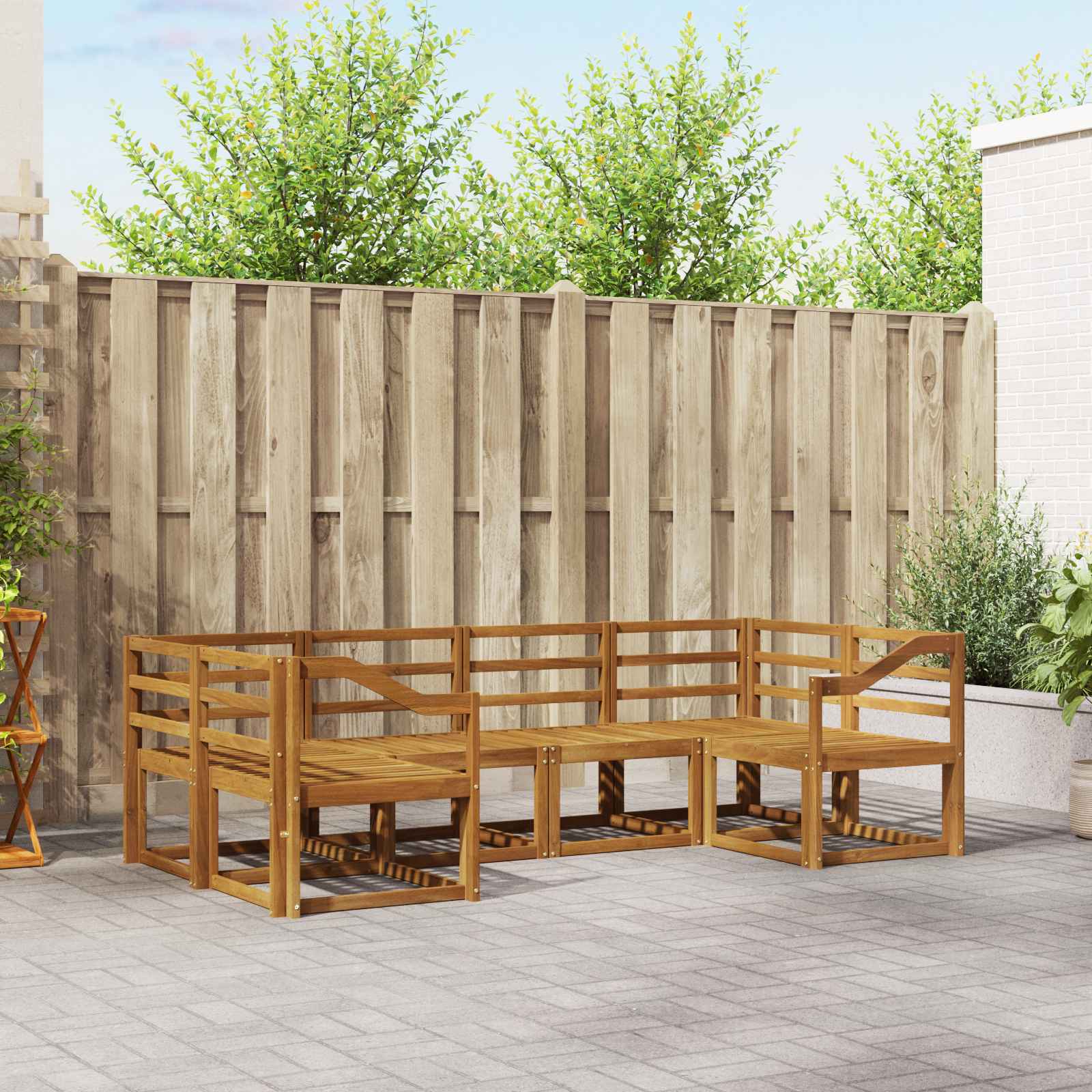 vidaXL Bankstel met kussen 6 pcs Natuurlijk en Crème