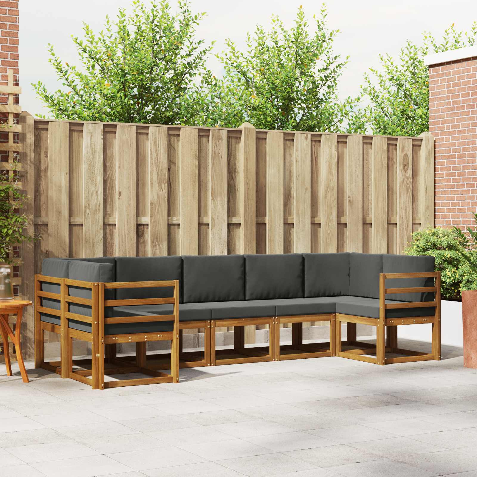 vidaXL Bankstel met kussen 7 pcs Natuurlijk en Crème