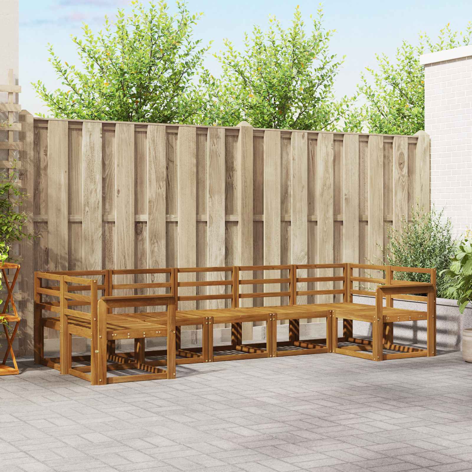 vidaXL Bankstel met kussen 7 pcs Natuurlijk en Crème