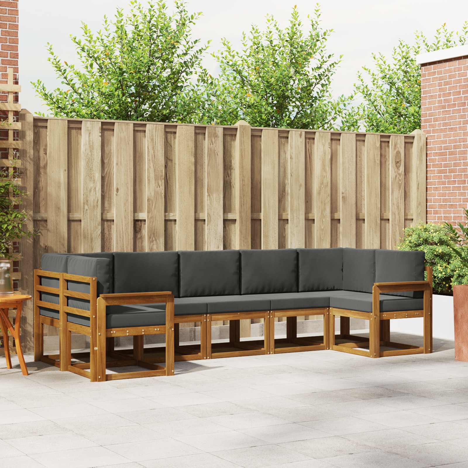 vidaXL Bankstel met kussen 7 pcs Natuurlijk en Crème