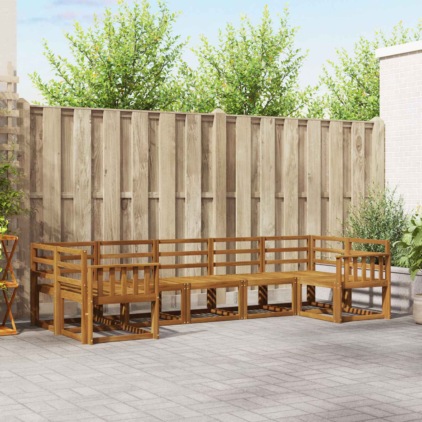 vidaXL Bankstel met kussen 7 pcs Natuurlijk en Crème