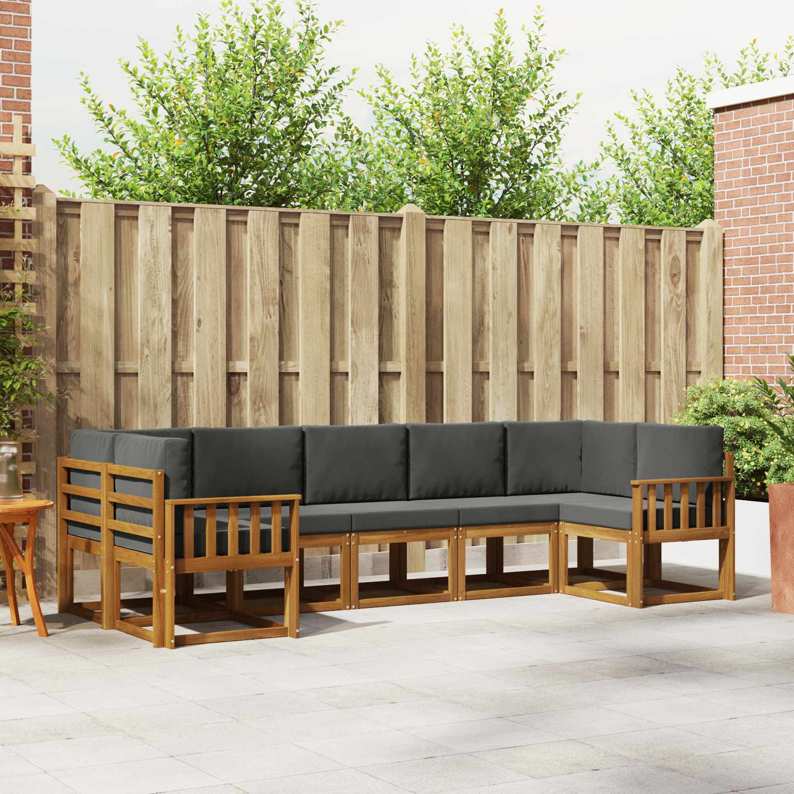 vidaXL Bankstel met kussen 7 pcs Natuurlijk en Crème