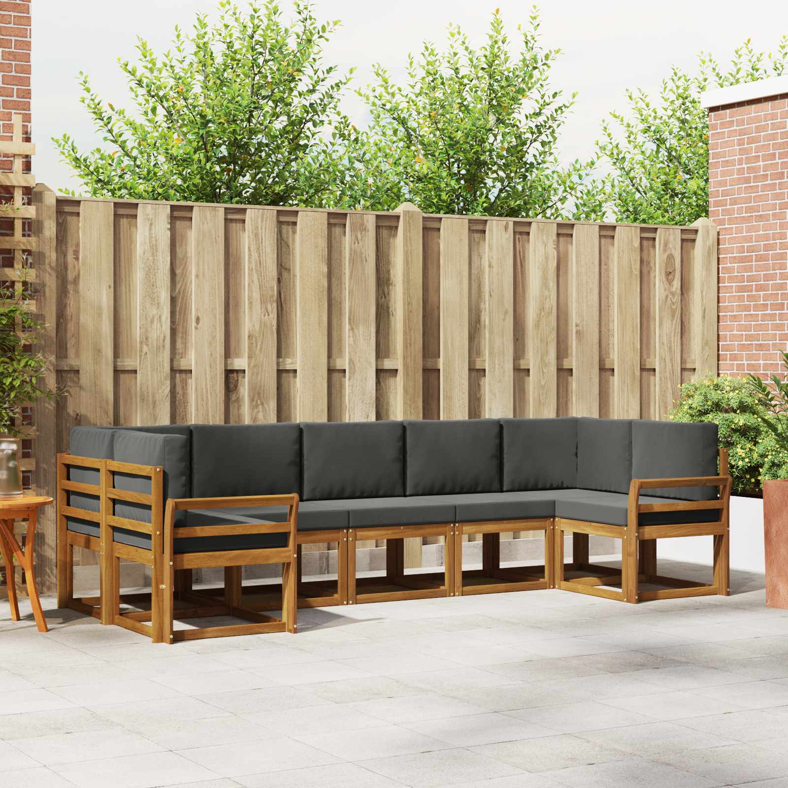 vidaXL Bankstel met kussen 7 pcs Natuurlijk en Crème