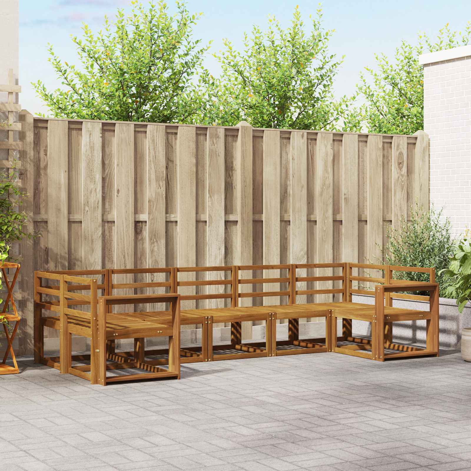 vidaXL Bankstel met kussen 7 pcs Natuurlijk en Crème