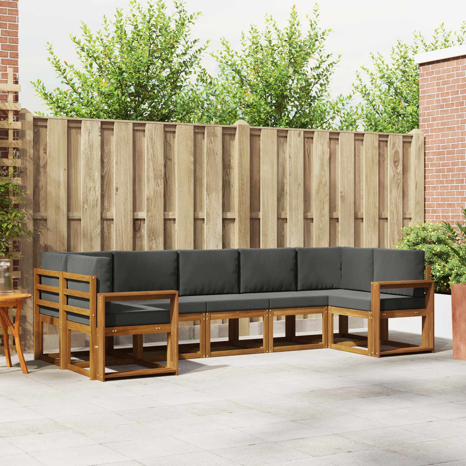 vidaXL Bankstel met kussen 7 pcs Natuurlijk en Crème