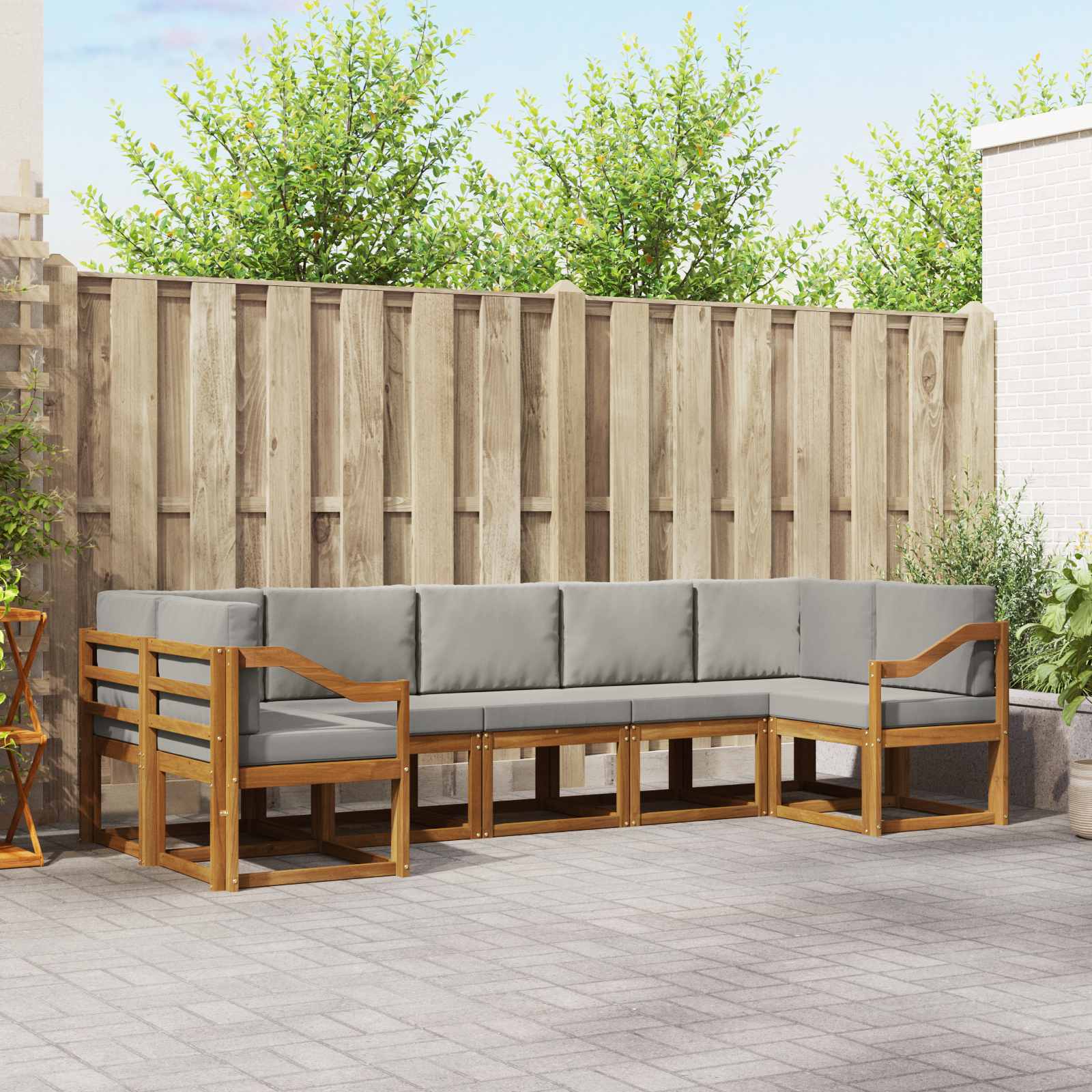 vidaXL Bankstel met kussen 7 pcs Natuurlijk en Crème