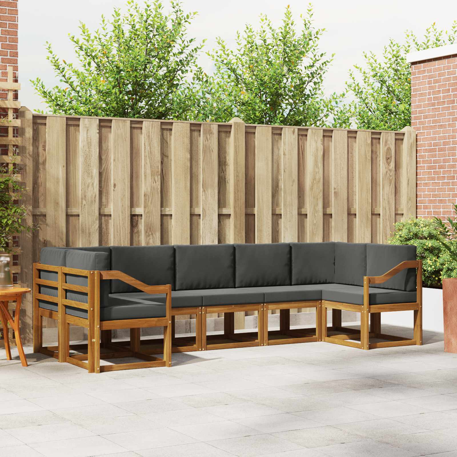 vidaXL Bankstel met kussen 7 pcs Natuurlijk en Crème