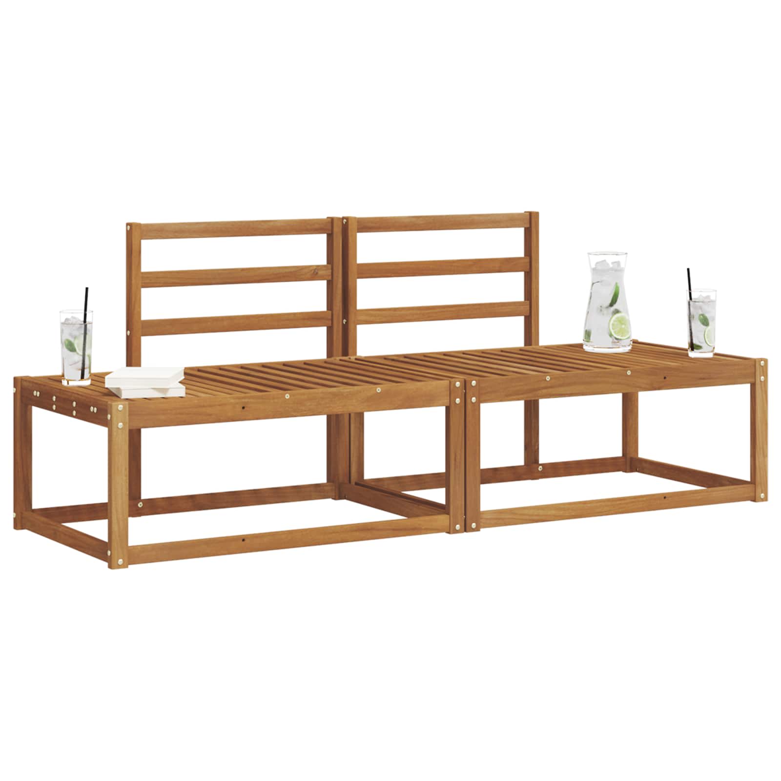 vidaXL Bankstel 2 pcs Naturel Massief Acaciahout en Polyester