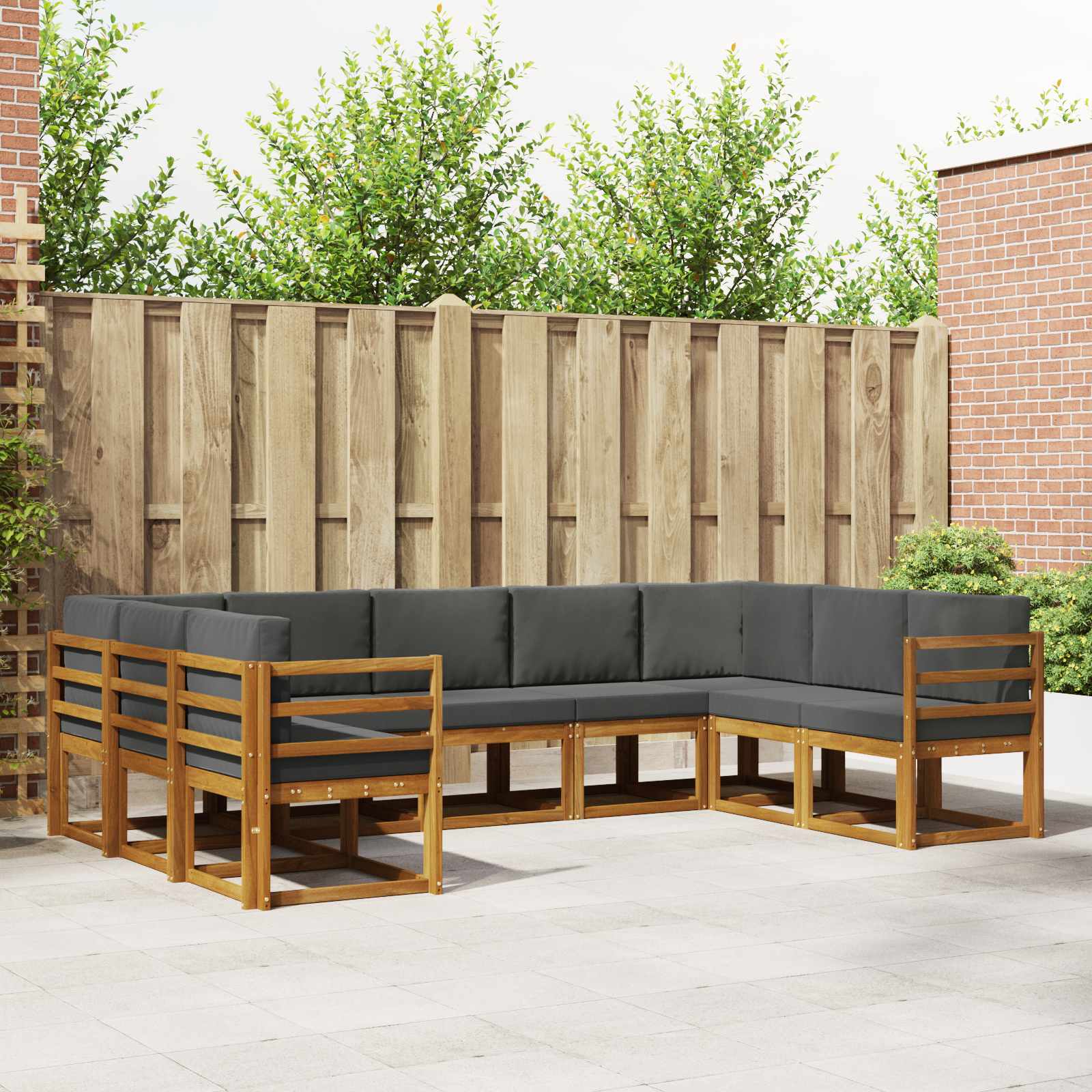 vidaXL Buiten bankenset met kussen 9 pcs Natuurlijk en Crème