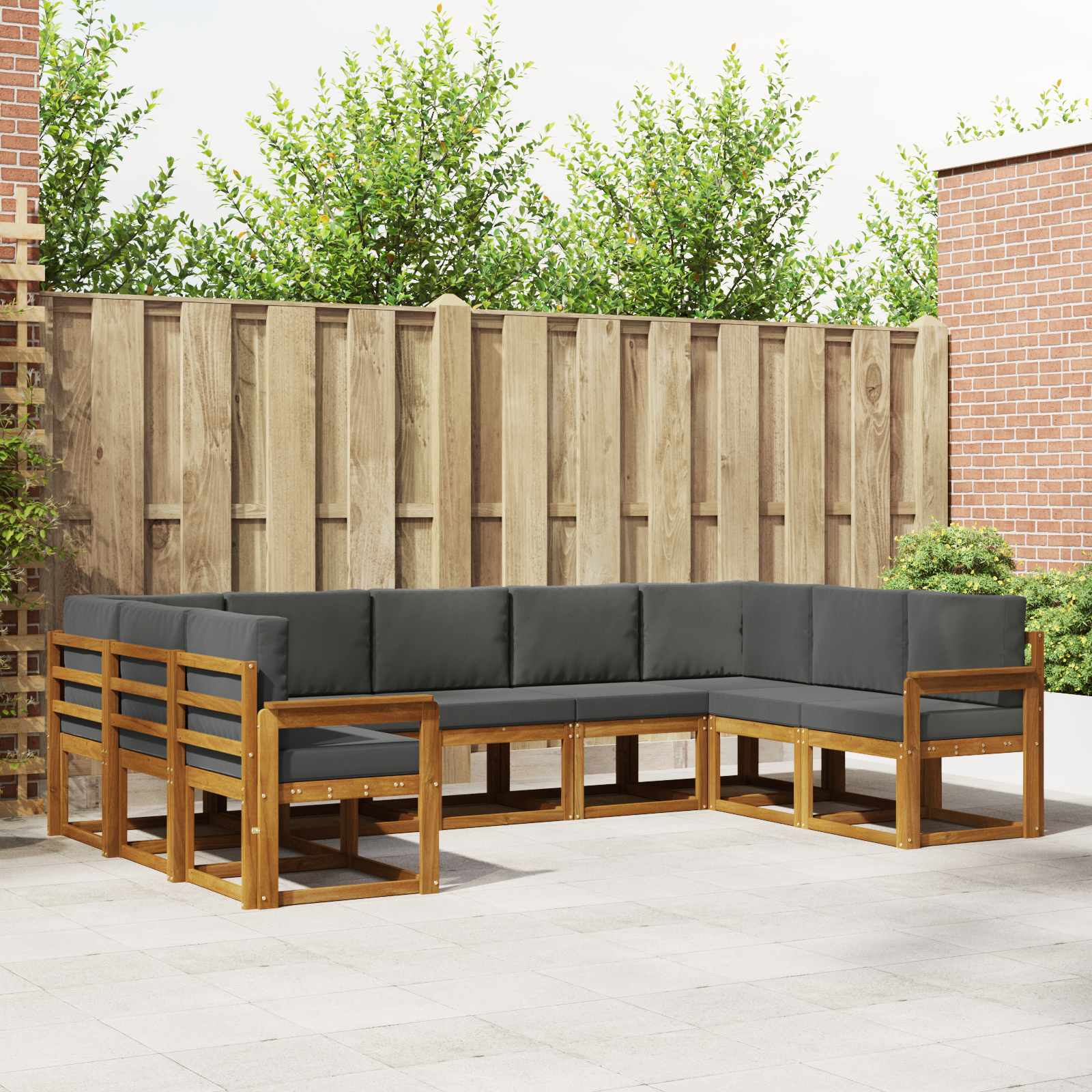 vidaXL Buiten bankenset met kussen 9 pcs Natuurlijk en Crème