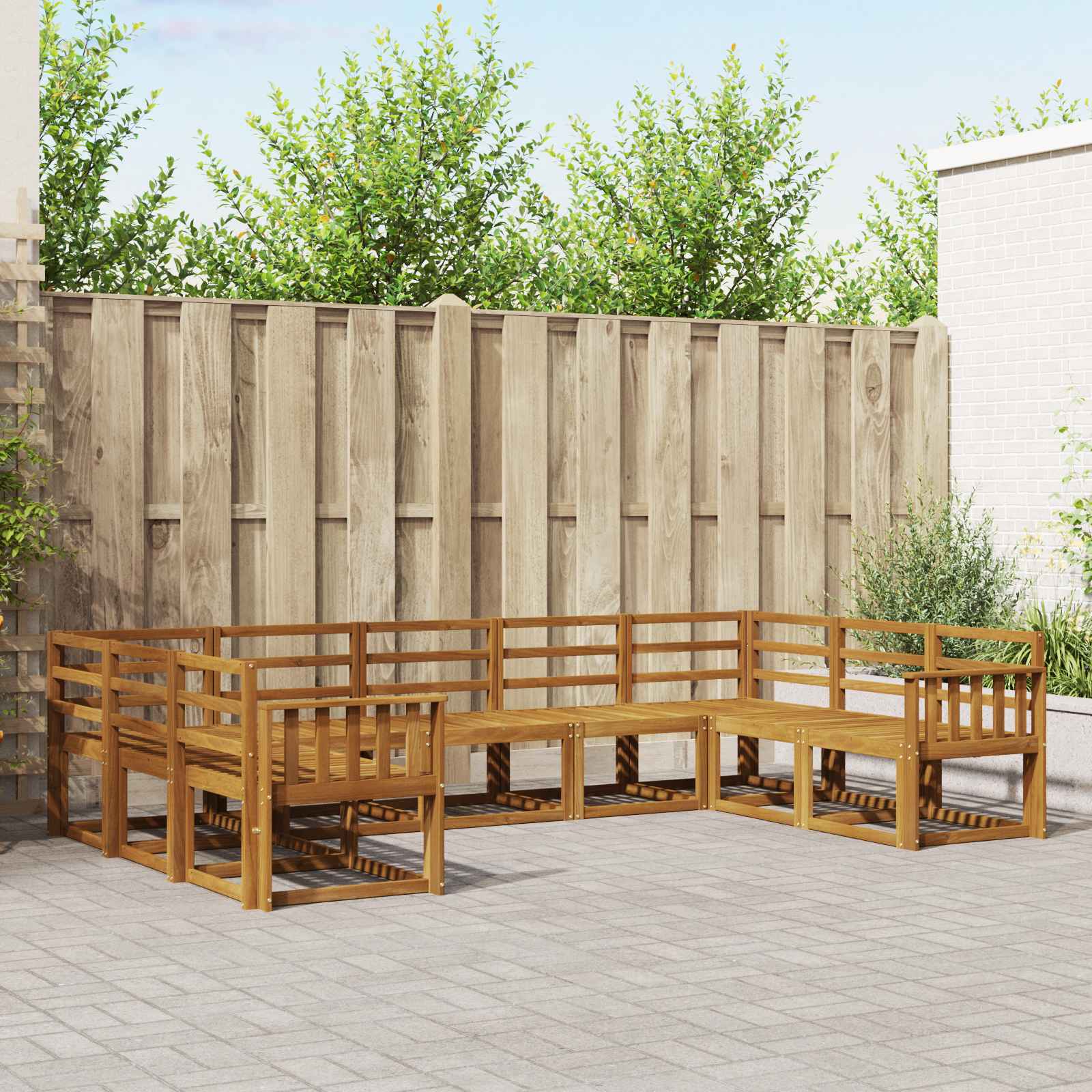 vidaXL Buiten bankenset met kussen 9 pcs Natuurlijk en Crème
