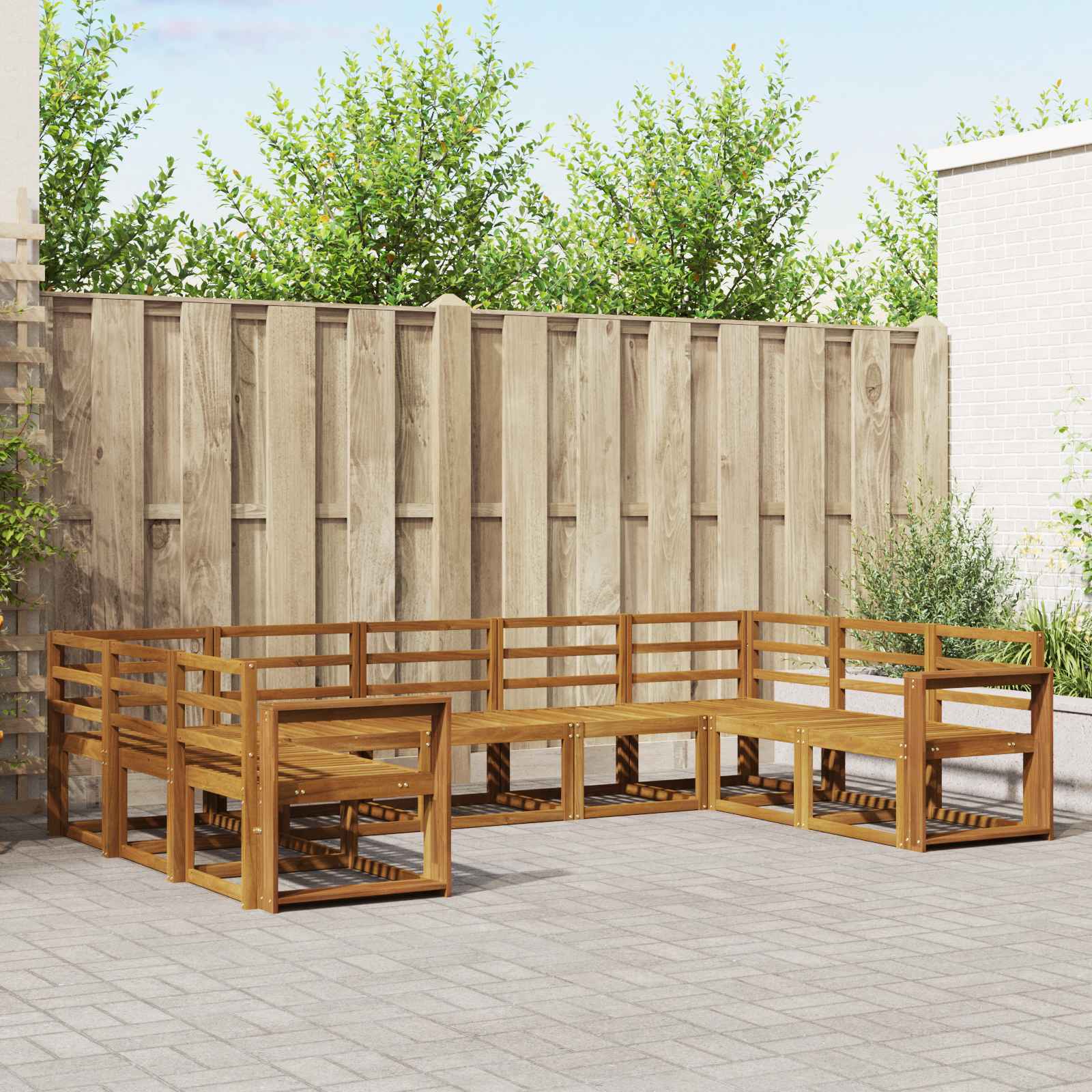 vidaXL Buiten bankenset met kussen 9 pcs Natuurlijk en Crème