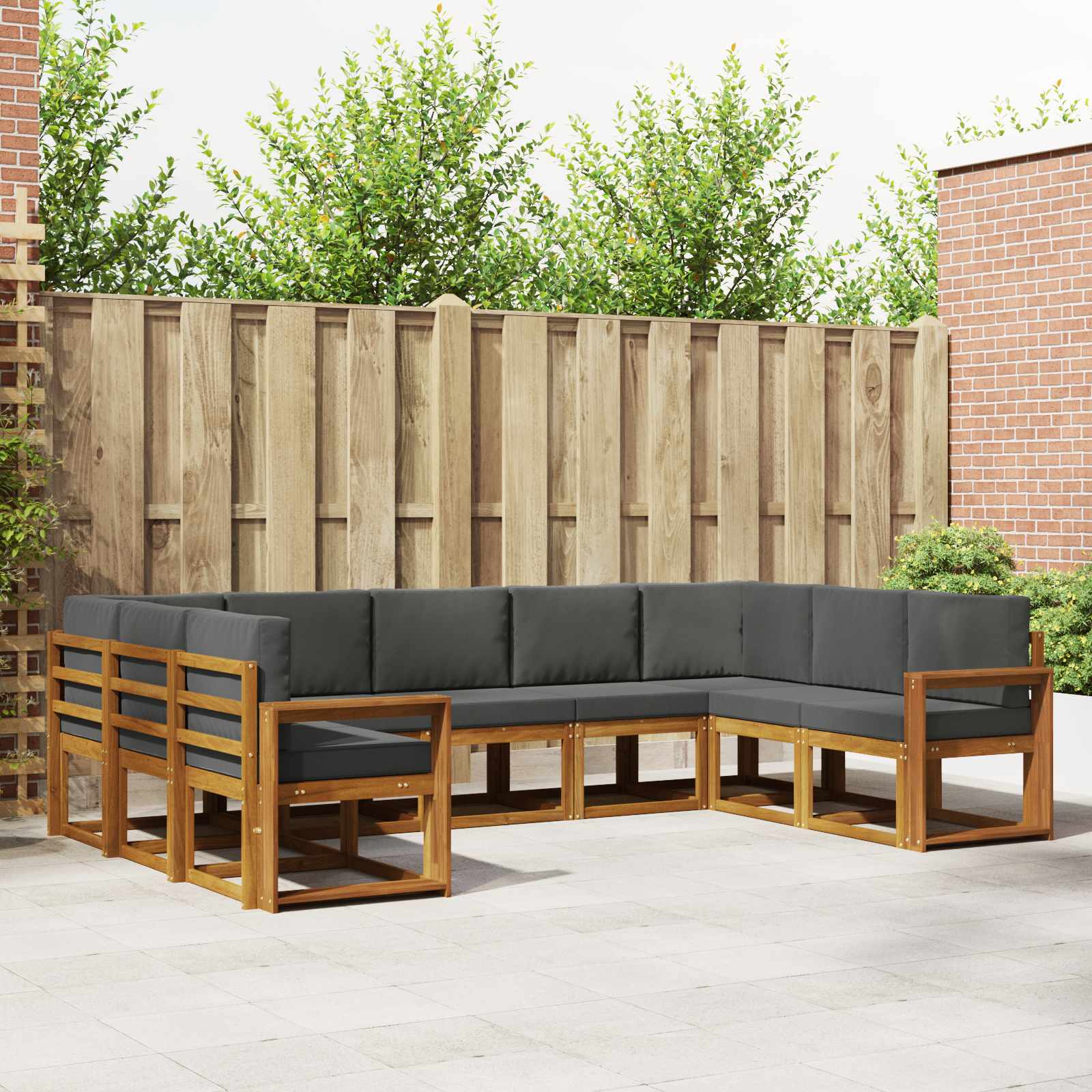 vidaXL Buiten bankenset met kussen 9 pcs Natuurlijk en Crème