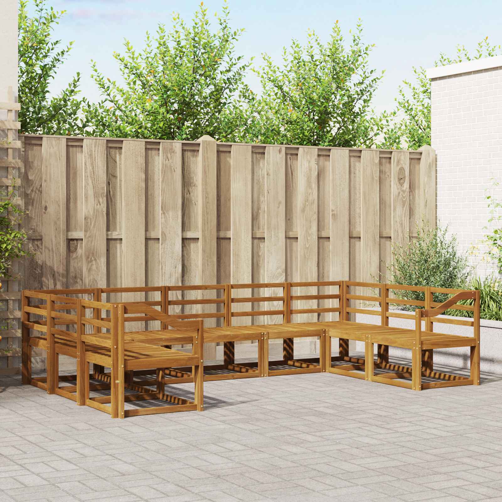vidaXL Buiten bankenset met kussen 9 pcs Natuurlijk en Crème