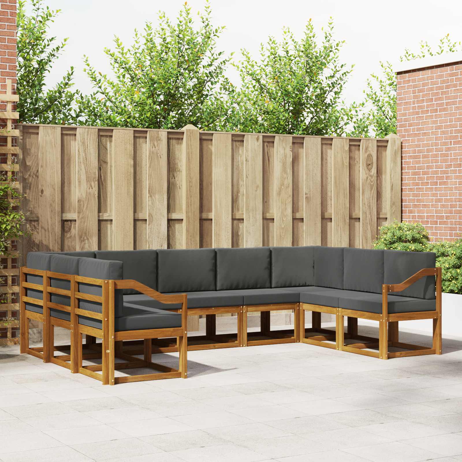 vidaXL Buiten bankenset met kussen 9 pcs Natuurlijk en Crème