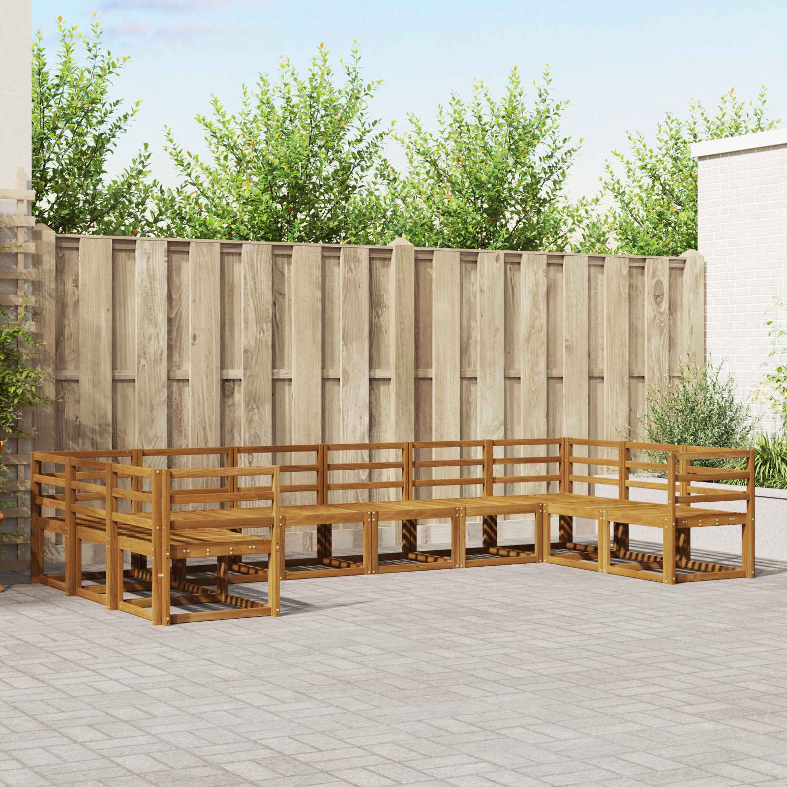 vidaXL Bankstel met kussen 10 pcs Natuurlijk en Crème