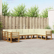 vidaXL Bankstel met kussen 10 pcs Natuurlijk en Crème