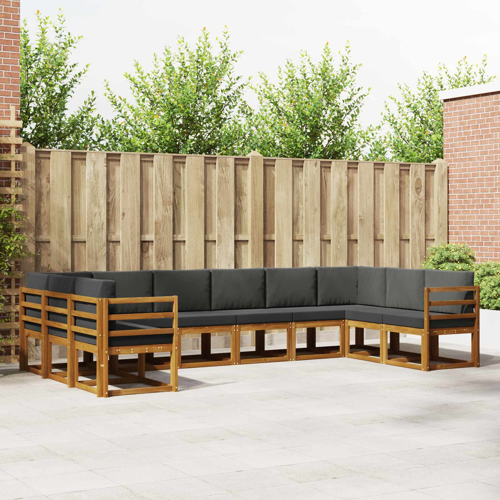 vidaXL Bankstel met kussen 10 pcs Natuurlijk en Crème