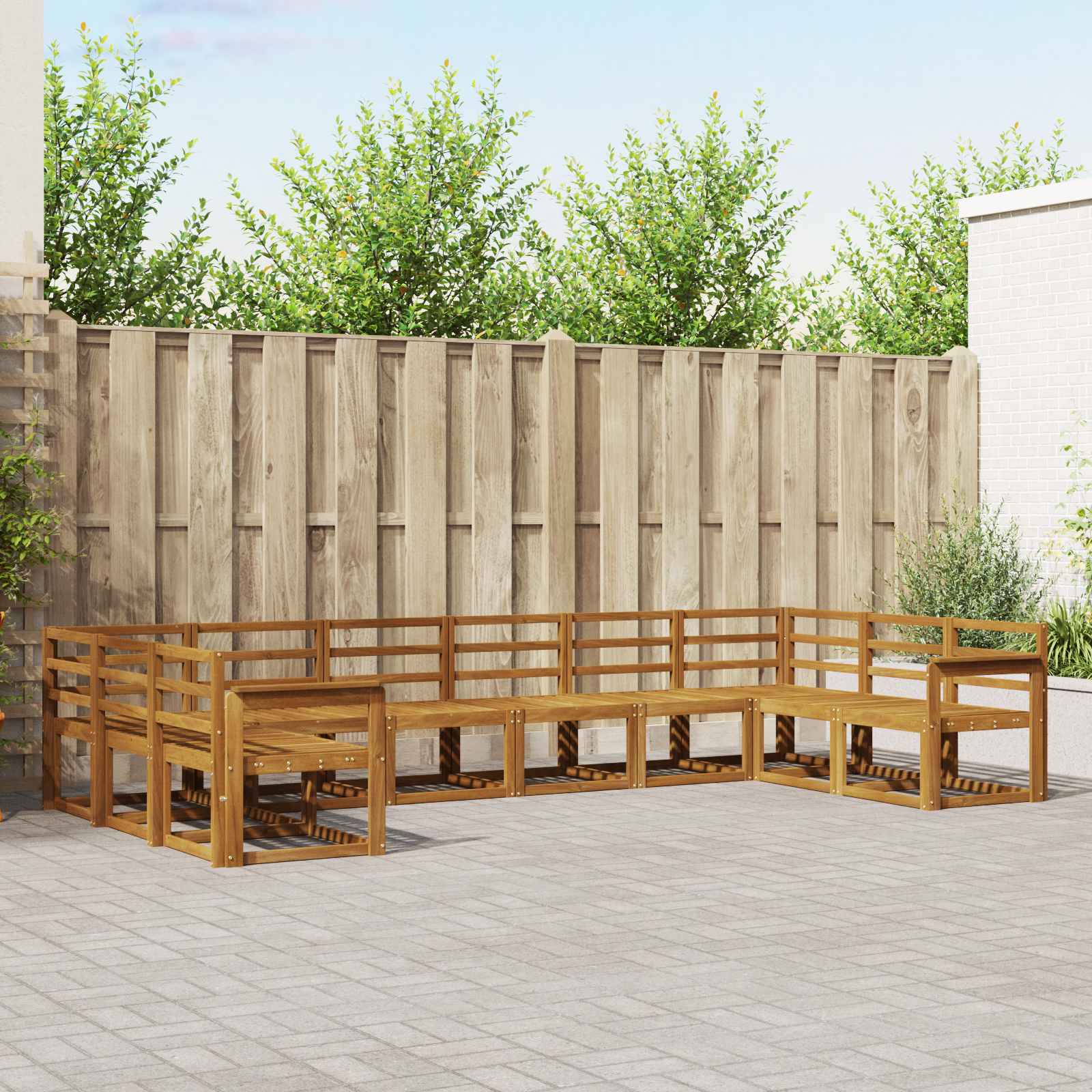 vidaXL Bankstel met kussen 10 pcs Natuurlijk en Crème