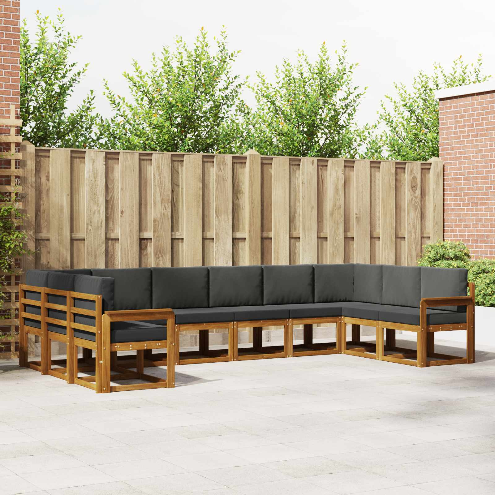 vidaXL Bankstel met kussen 10 pcs Natuurlijk en Crème
