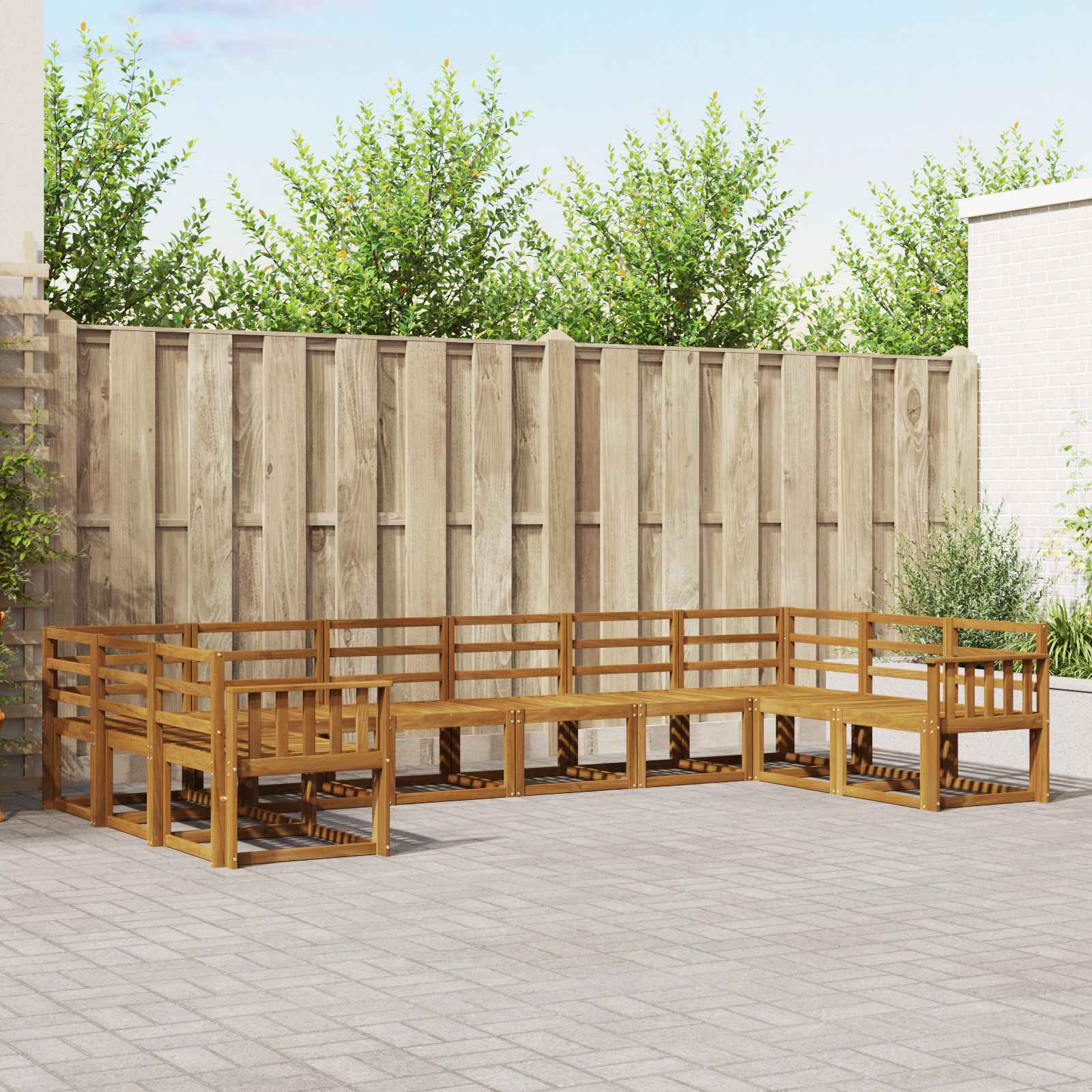 vidaXL Bankstel met kussen 10 pcs Natuurlijk en Crème