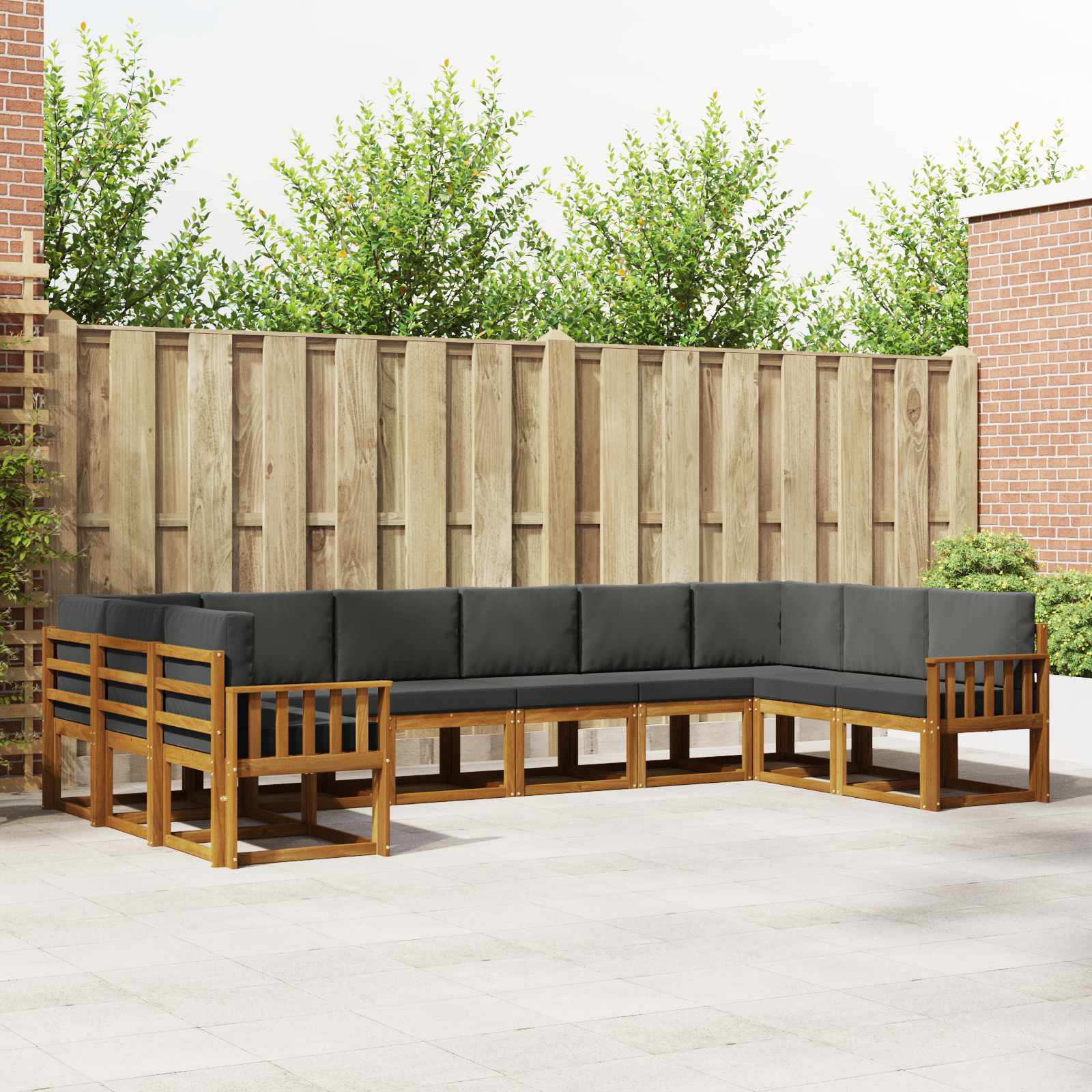 vidaXL Bankstel met kussen 10 pcs Natuurlijk en Crème