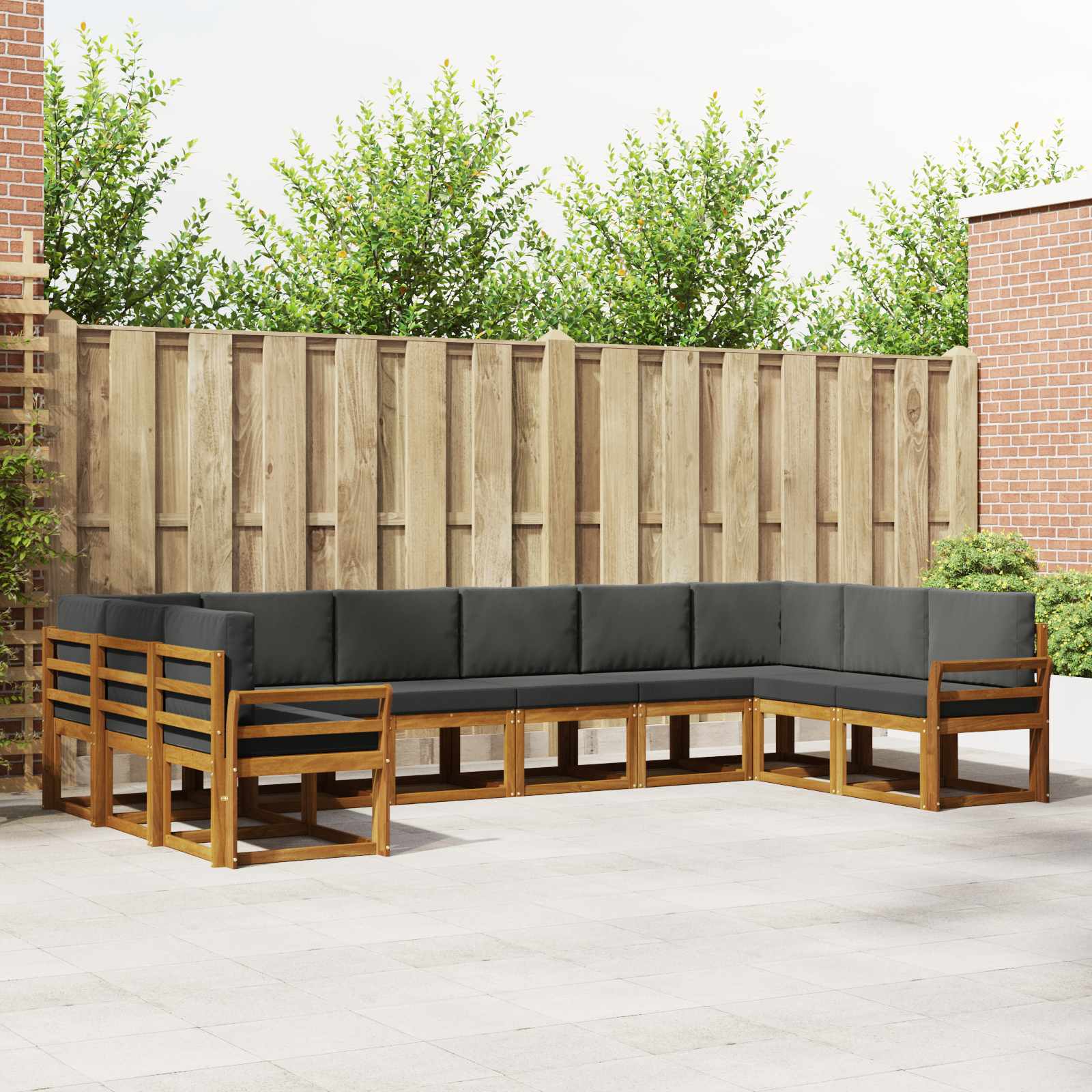 vidaXL Bankstel met kussen 10 pcs Natuurlijk en Crème