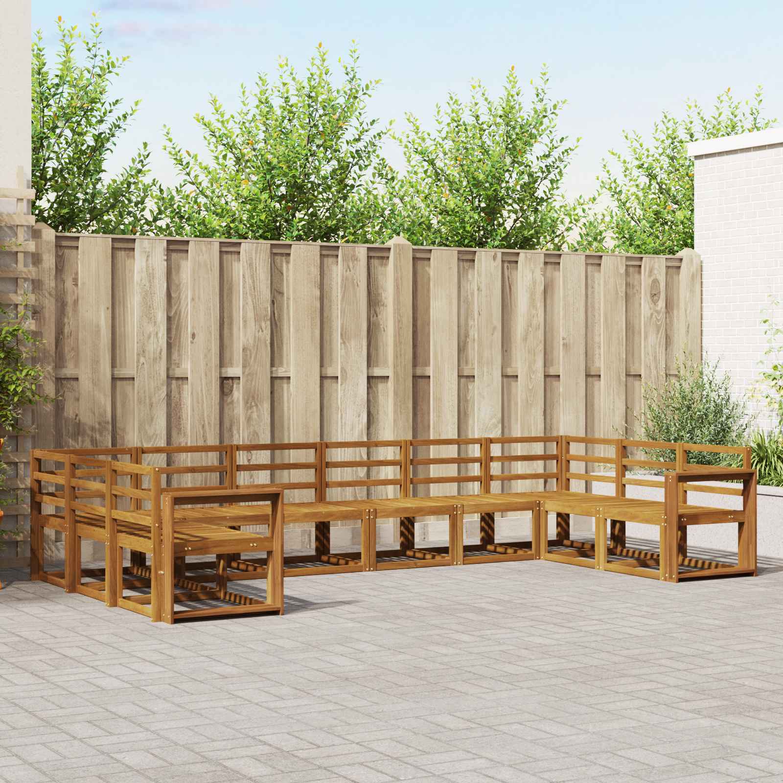 vidaXL Bankstel met kussen 10 pcs Natuurlijk en Crème
