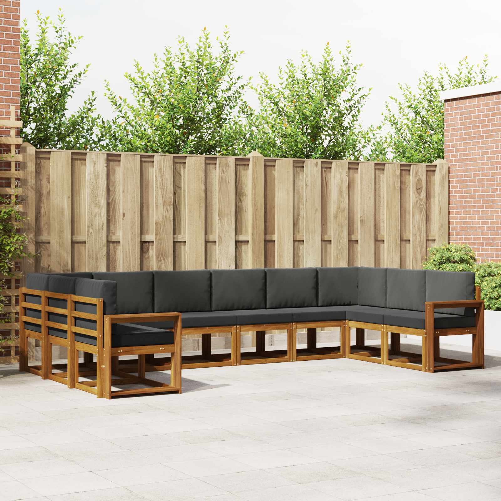 vidaXL Bankstel met kussen 10 pcs Natuurlijk en Crème