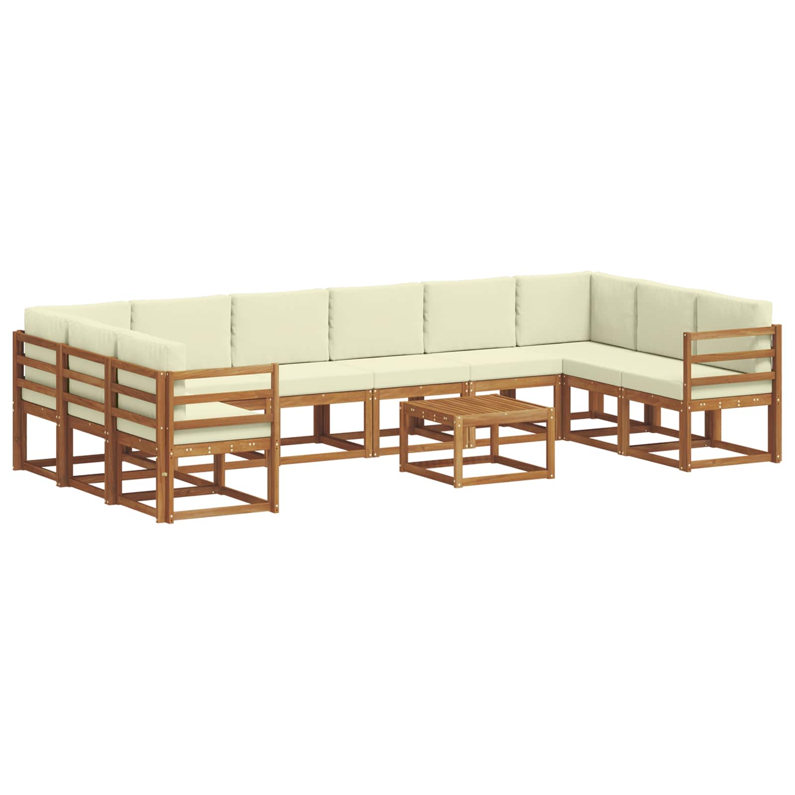 vidaXL Bankstel met kussen 11 pcs Natuurlijk en Crème