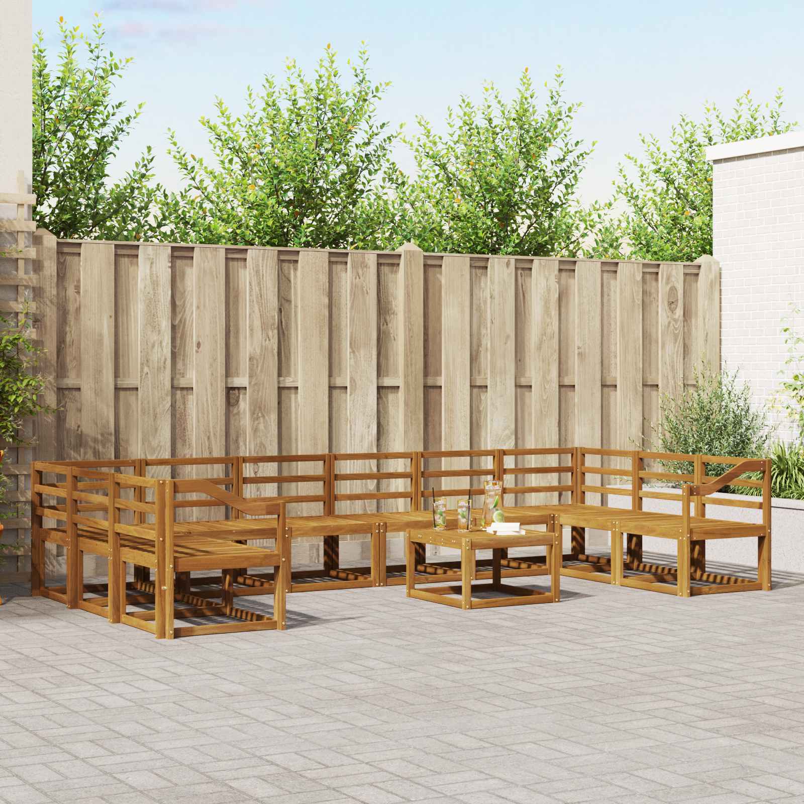 vidaXL Bankstel met kussen 11 pcs Natuurlijk en Crème