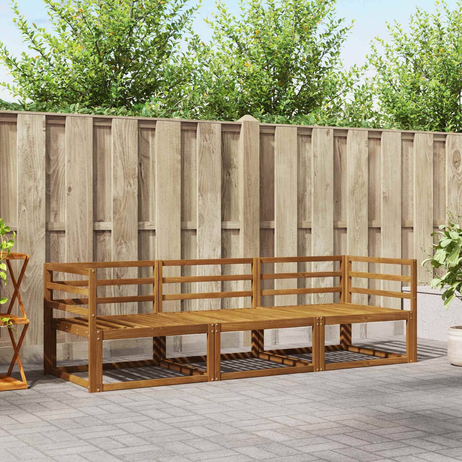 vidaXL Buiten bankenset 3 pcs Naturel Massief Acaciahout