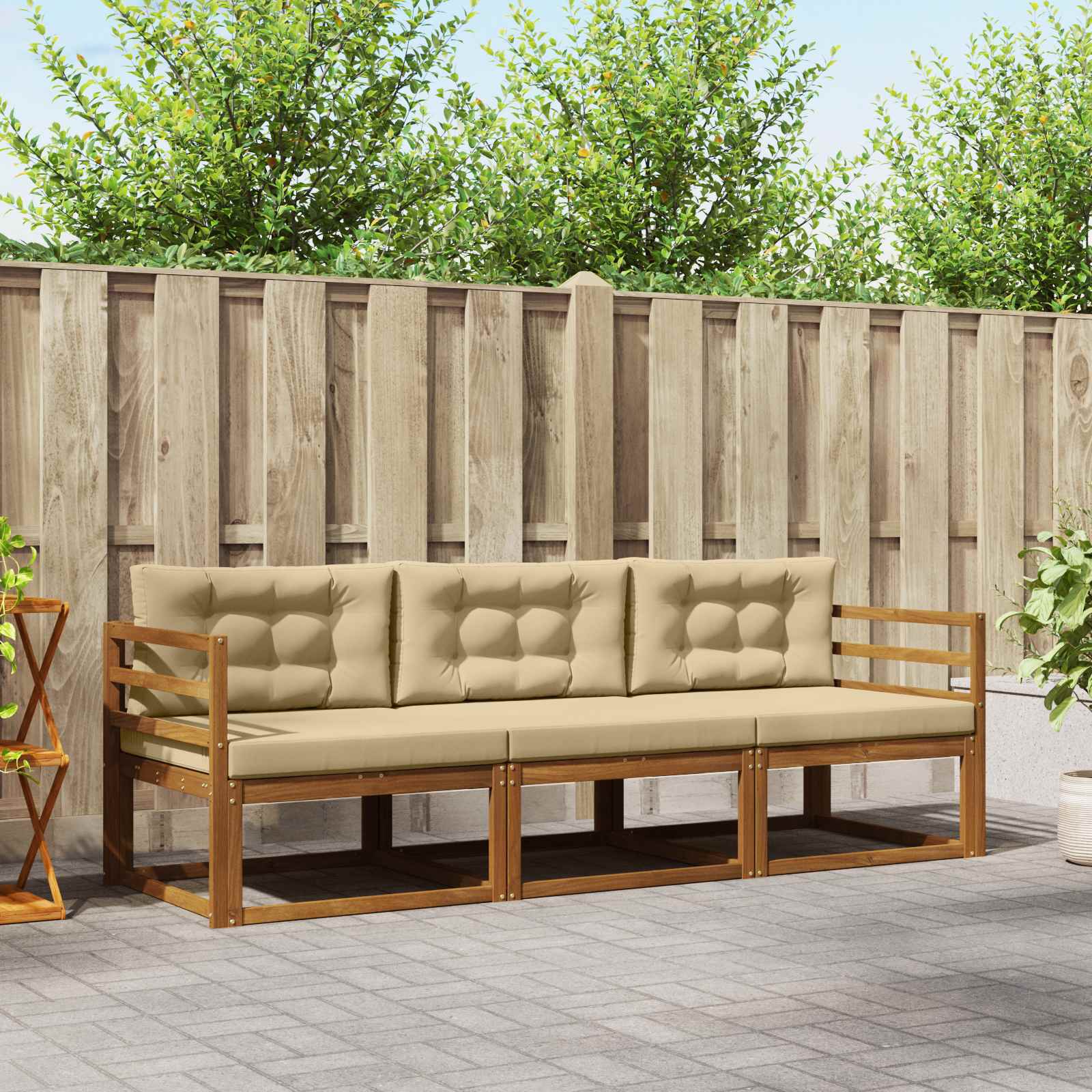 vidaXL Buiten bankenset 3 pcs Naturel Massief Acaciahout