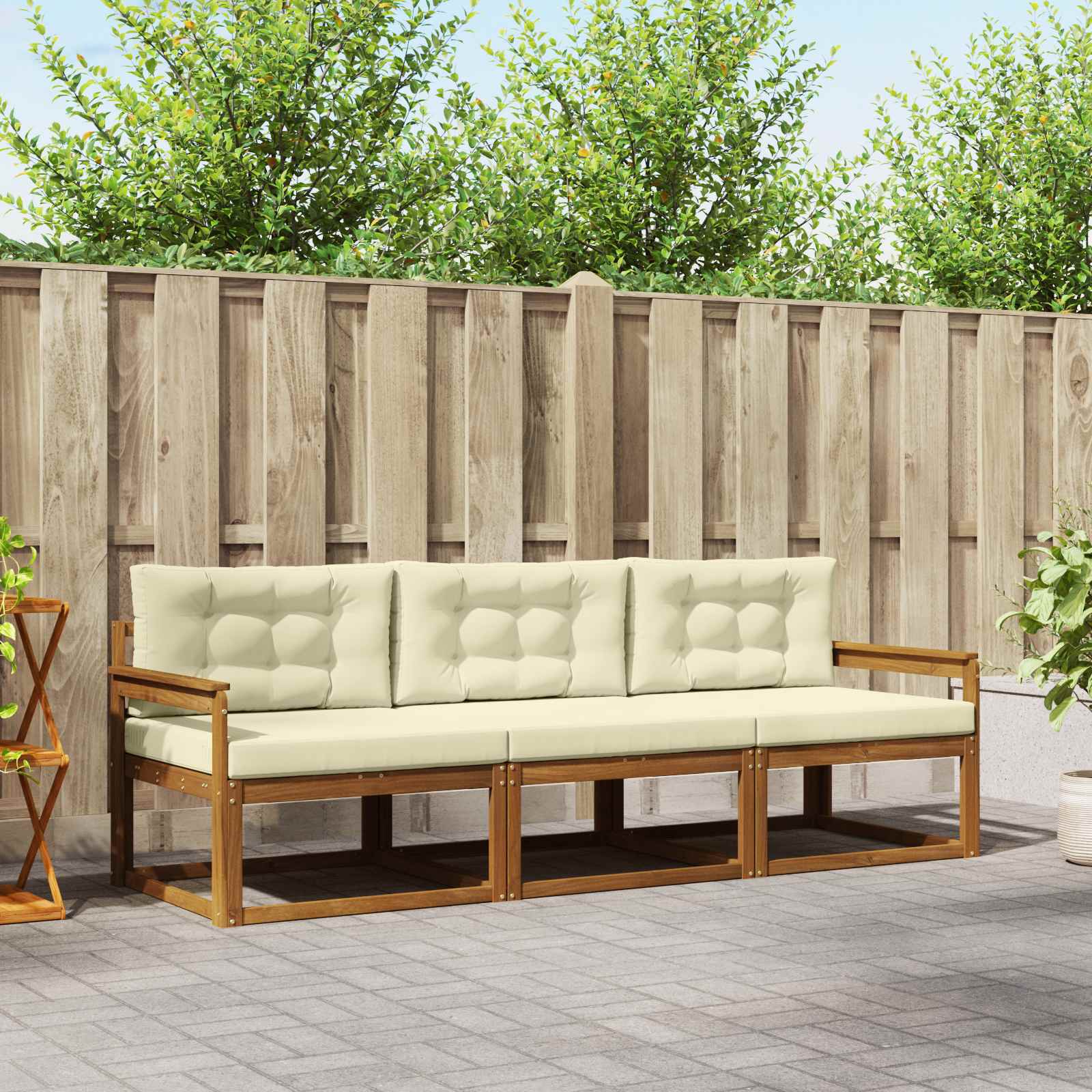 vidaXL Buiten bankenset 3 pcs Naturel Massief Acaciahout