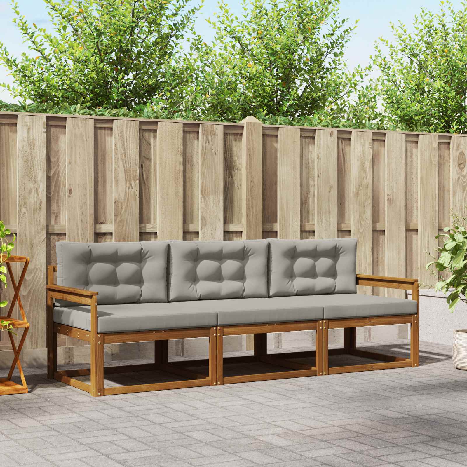 vidaXL Buiten bankenset 3 pcs Naturel Massief Acaciahout