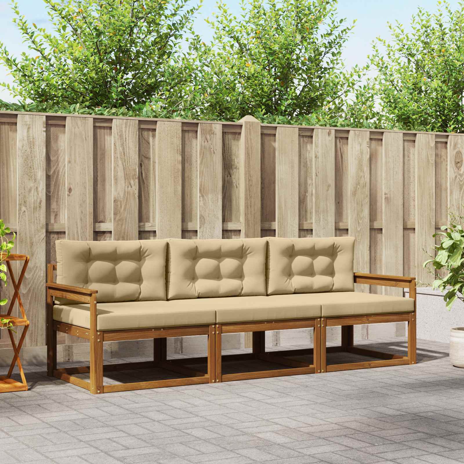 vidaXL Buiten bankenset 3 pcs Naturel Massief Acaciahout