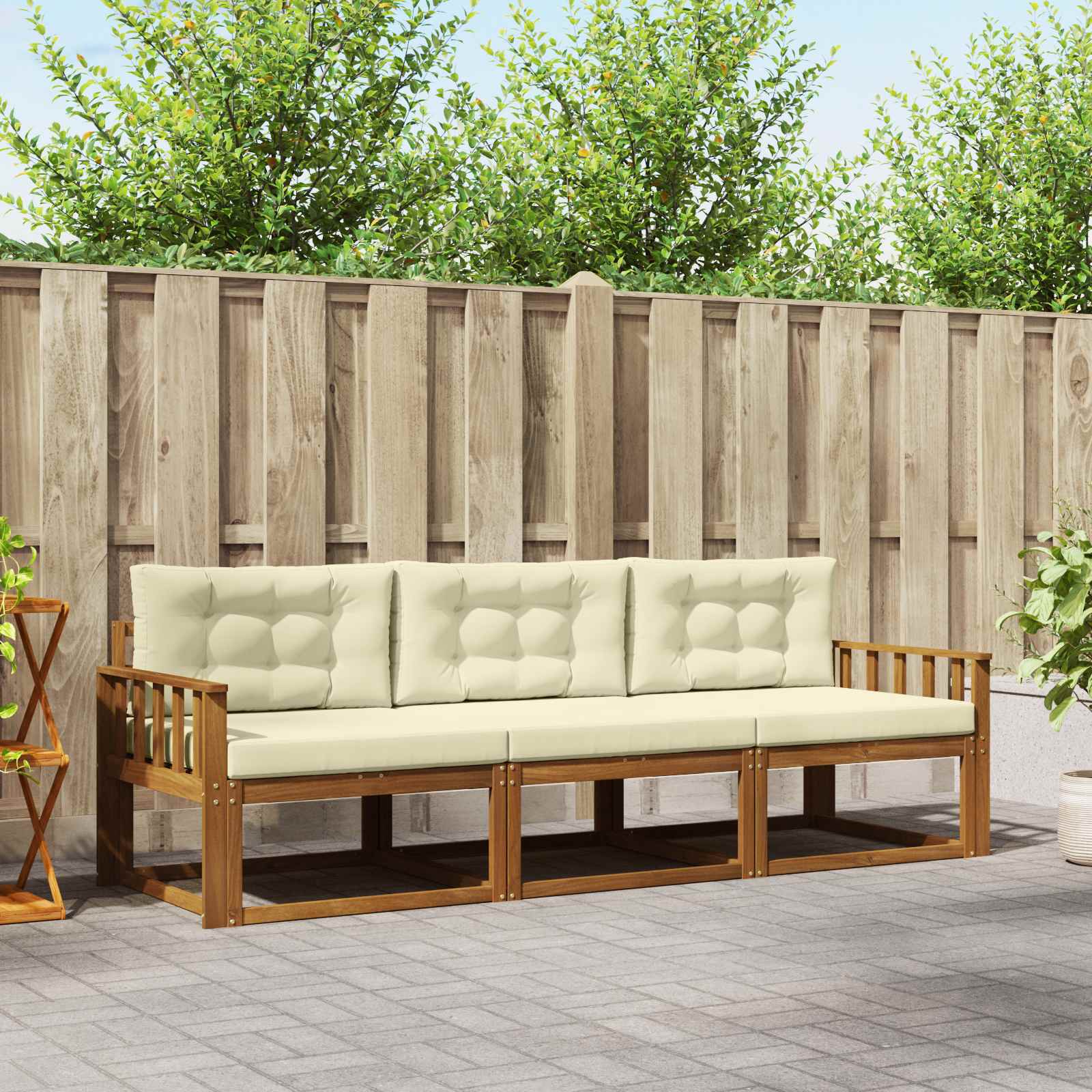 vidaXL Buiten bankenset 3 pcs Naturel Massief Acaciahout