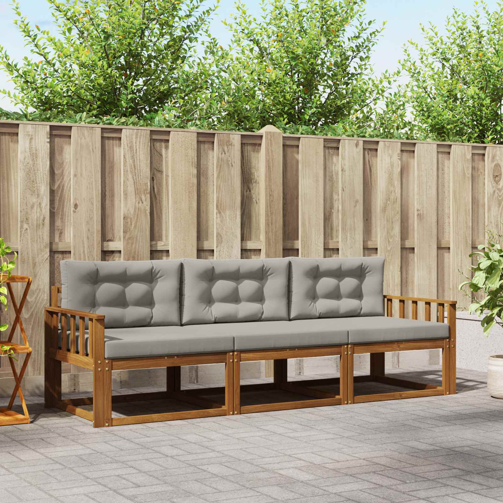 vidaXL Buiten bankenset 3 pcs Naturel Massief Acaciahout