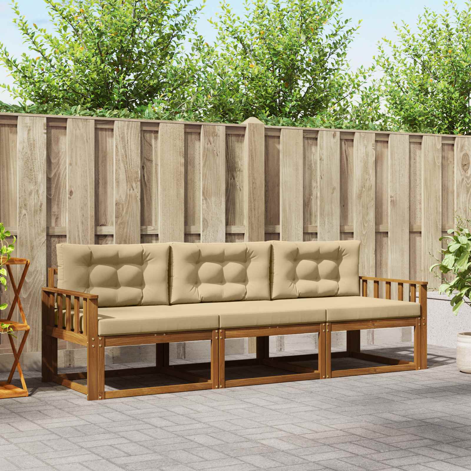 vidaXL Buiten bankenset 3 pcs Naturel Massief Acaciahout