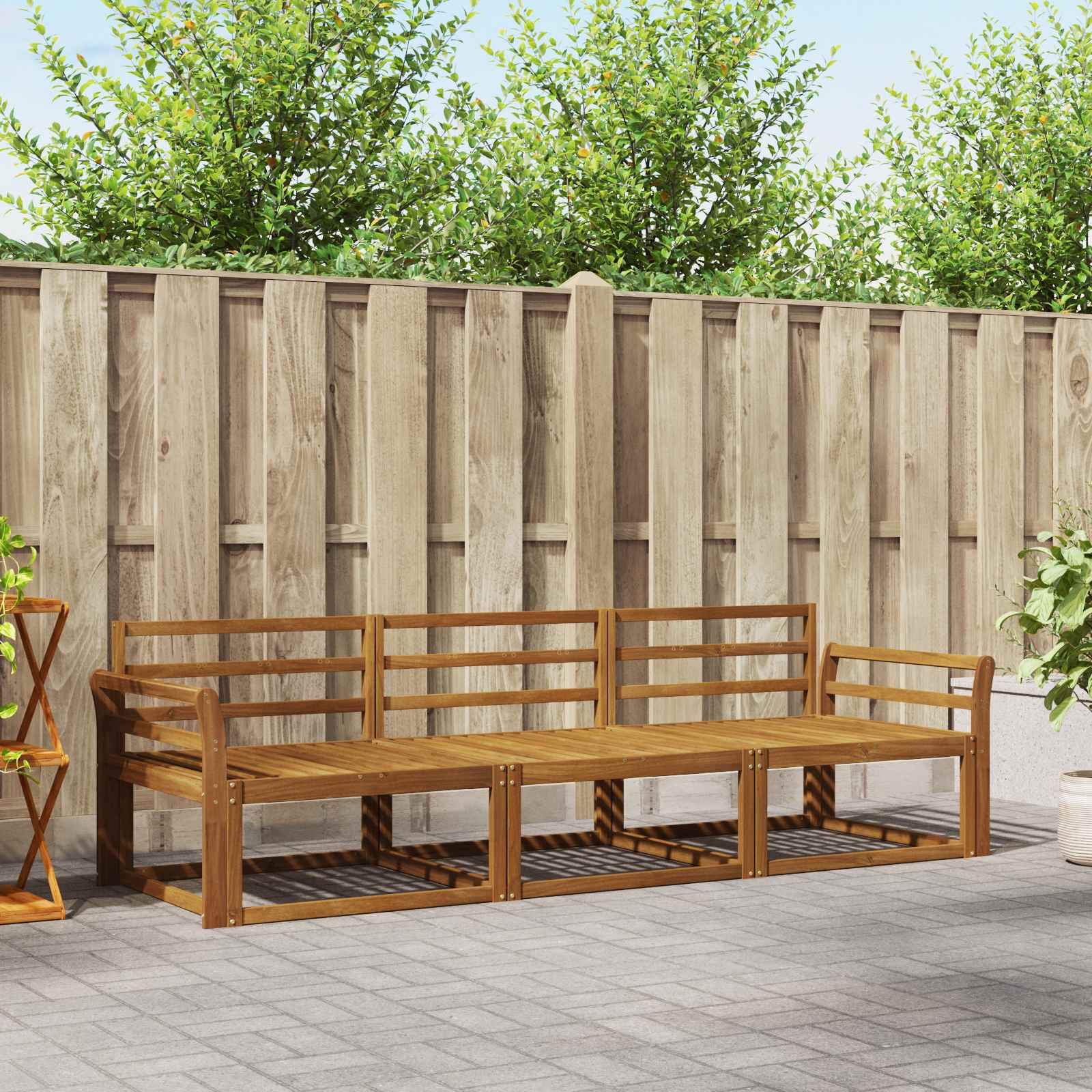 vidaXL Buiten bankenset 3 pcs Naturel Massief Acaciahout