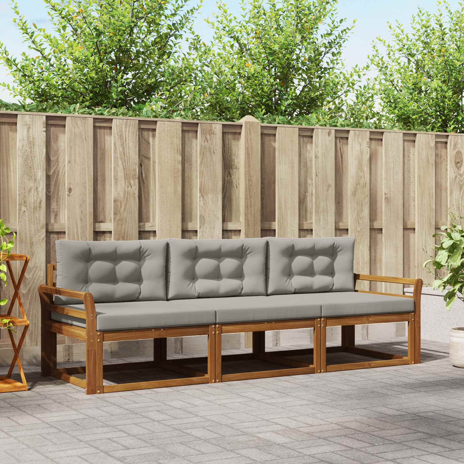 vidaXL Buiten bankenset 3 pcs Naturel Massief Acaciahout