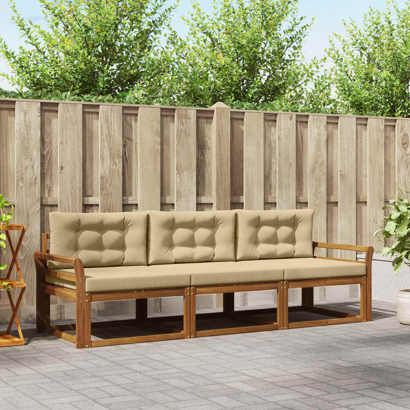 vidaXL Buiten bankenset 3 pcs Naturel Massief Acaciahout